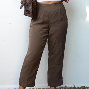 Brown Silk High Waisted Pants